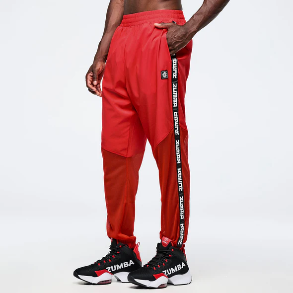 Eastern Flavor High Waisted Woven Track Pants With Mesh
