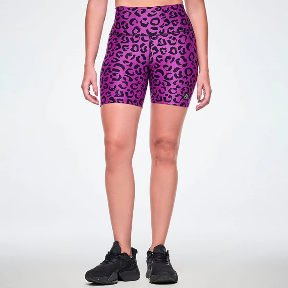 Ultrabright High Waisted Biker Shorts - Purple/Black