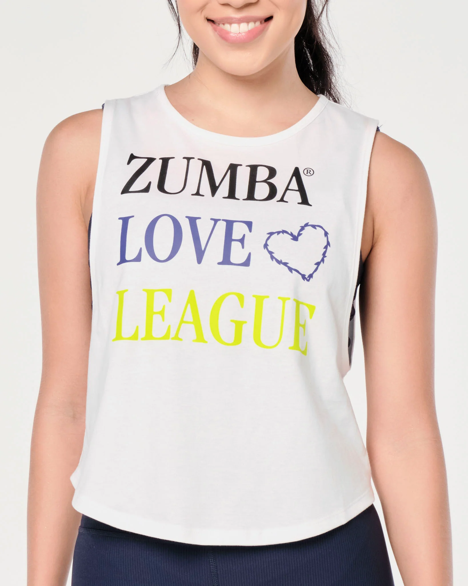 Zumba Prep Crop Round Hem Muscle Tank - Bold Black / Wear It Out White Z1T000670