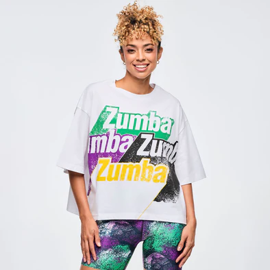 Apres Zumba Oversized Boxy Crop Top - Wear It Out White Z1T001024