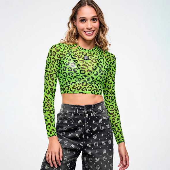 Dale-Z Long Sleeve Mesh Crop Top