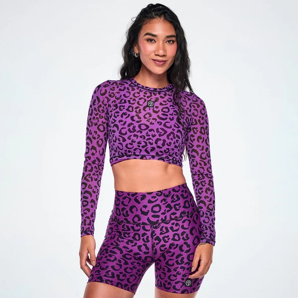 Ultrabright Long Sleeve Mesh Crop Top