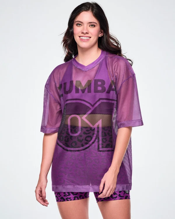 Ultrabright Oversized Mesh V-Neck Top