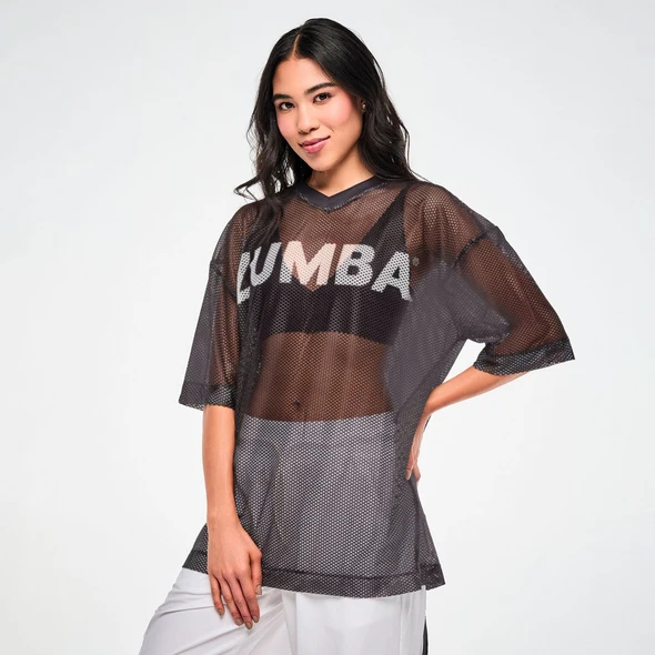 Zumba Basic Oversized Mesh V-Neck Top