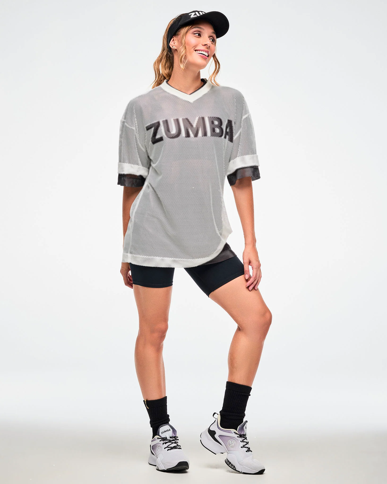 Zumba Basic Oversized Mesh V-Neck Top