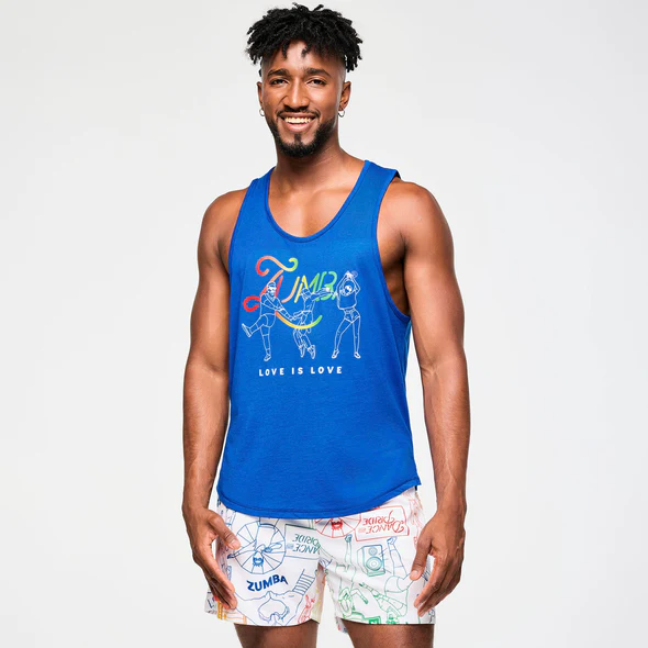 Zumba Men's Sleeveless Tank - Surfs Up Blue