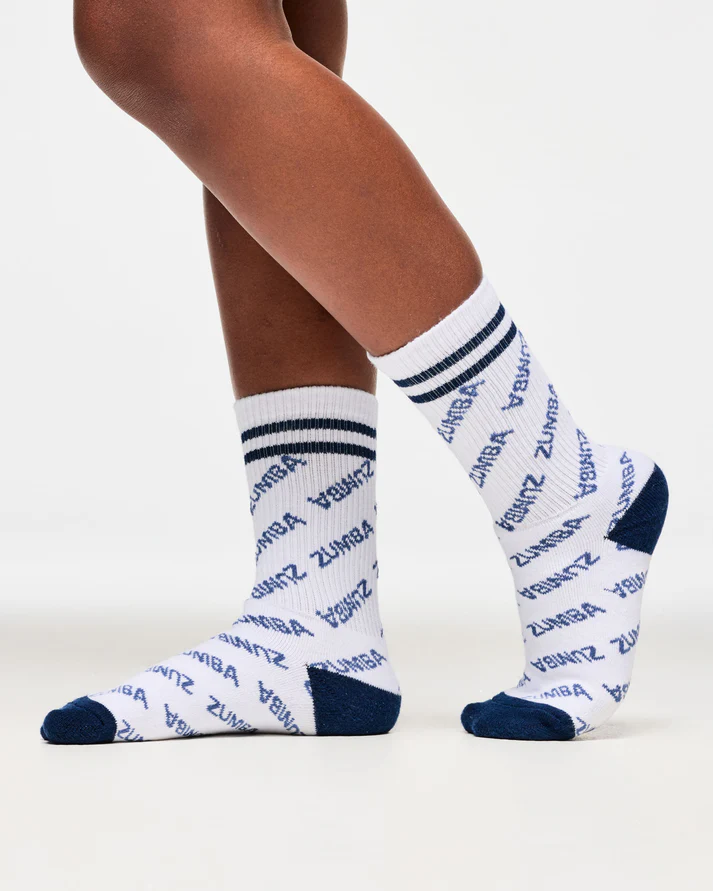 Blue Jean High Socks - White
