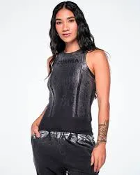 Rock 'n' Roll Fitted High Neck Rib Tank