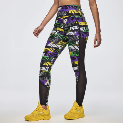Apres Zumba High Waisted Ankle Leggings With Side Inserts