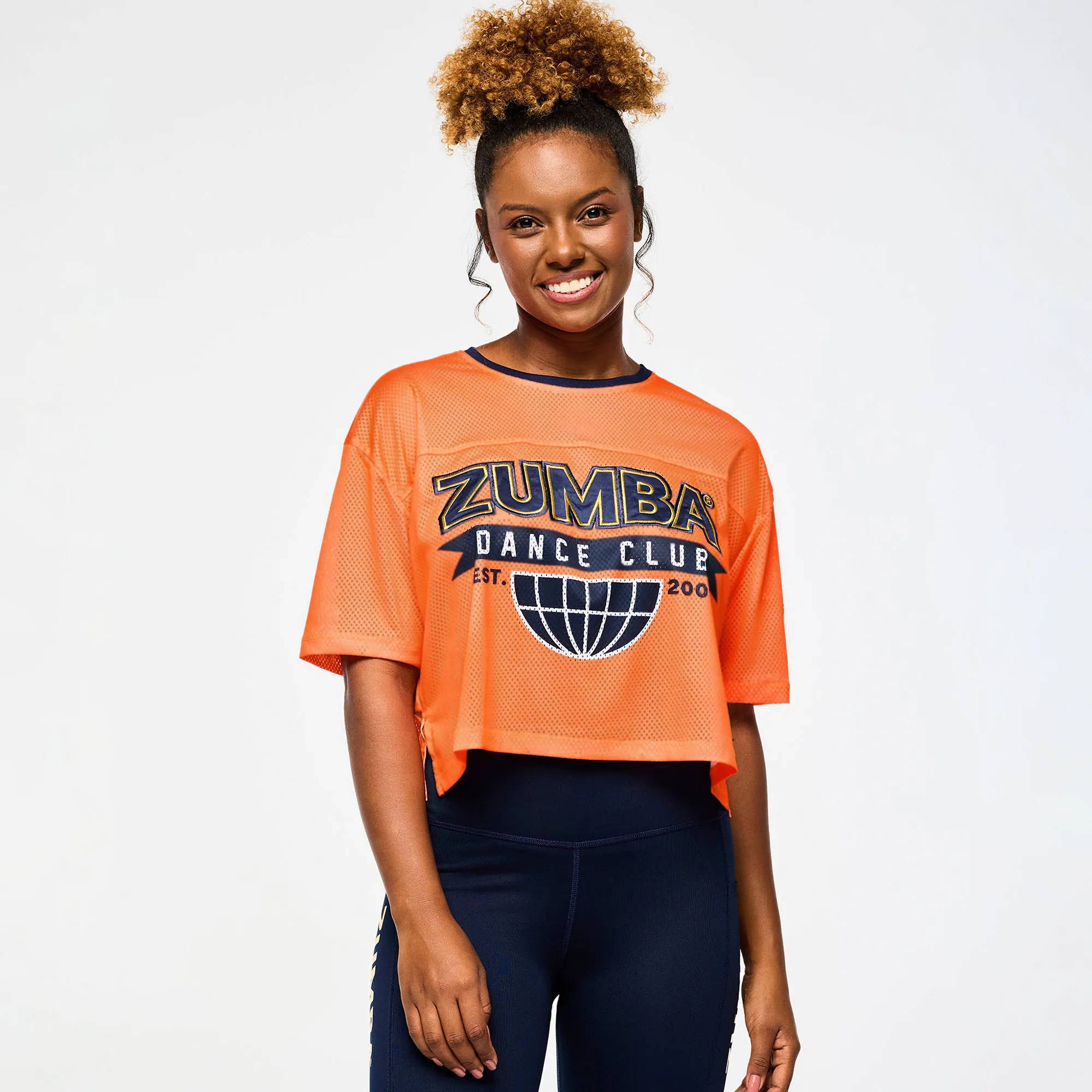 Zumba Victory Mesh Boxy Crop Top orange