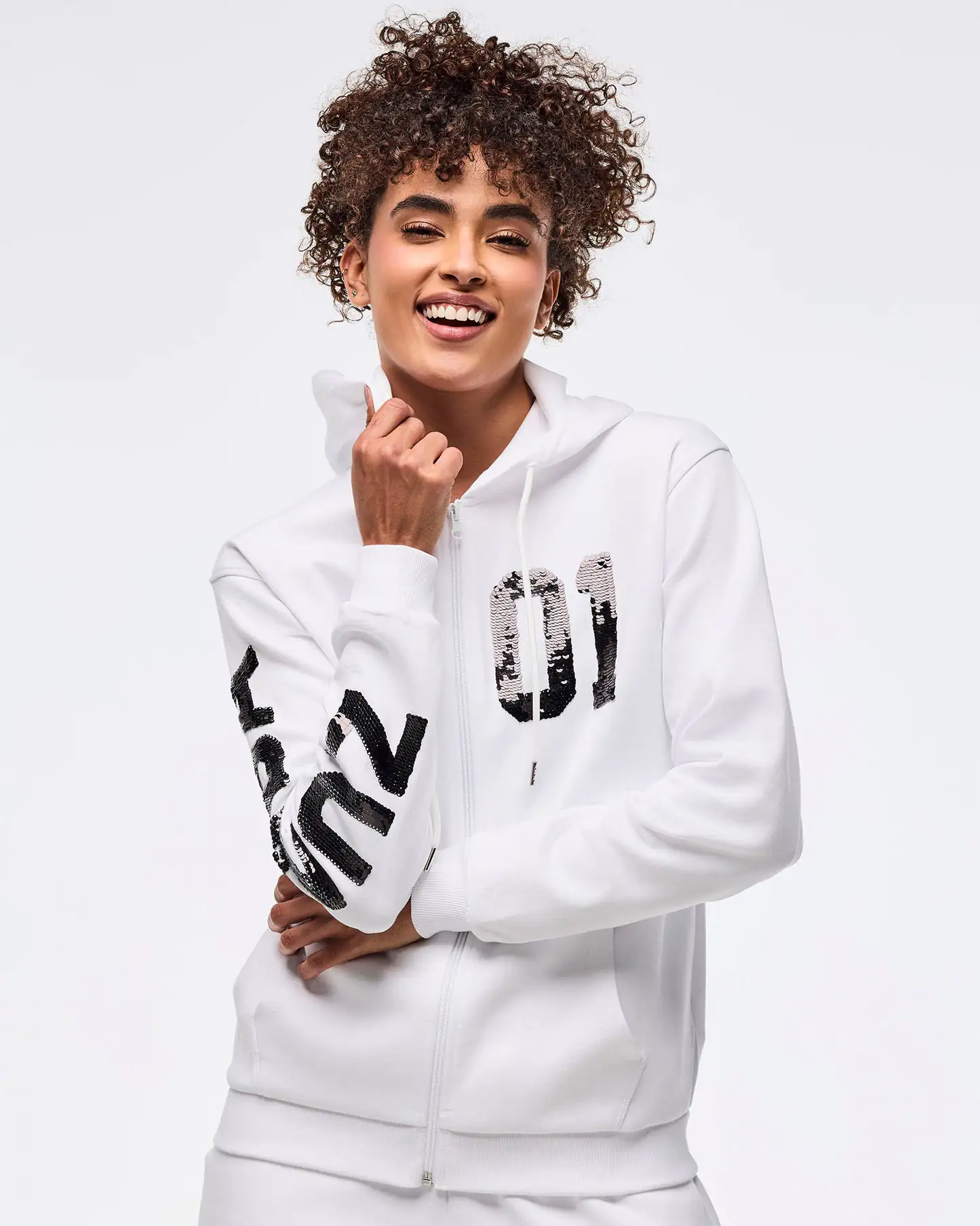 Zumba Sparkle Oversized Zip-Up Hoodie
